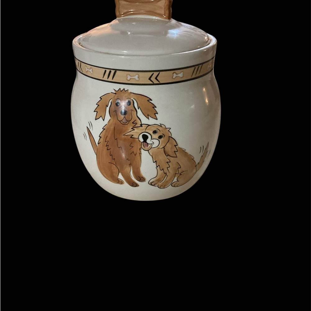 Dog-Themed Ceramic Jar with Lid treat jar